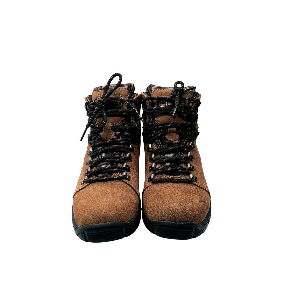 Earth Shoe Waterproof Hiking Boots Brown Suede Lace Up Outdoor Trail 8Her 6 His
